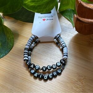 Las Vegas Raiders Football Fan Bracelet Set‎ - Flexible Fit - Sports Jewelry